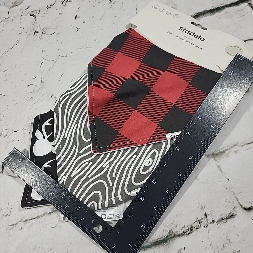 Stadela Bandana Drool Bibs Lumberjack Pack Of 3 (4Pack Missing 1) New On Card